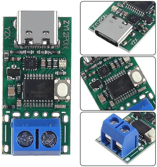 Alt view image 5 of 6 - 2PCS Type-C USB-C PD2.0 3.0 PD3.0 to DC Decoy Fast Charge Trigger Polling Detector Module (ZY12PDN with Screw Terminal)