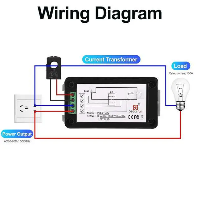 Alt view image 5 of 7 - AC Digital Meter,AC 80-260V 100A LCD Display Digital Current Voltage Power Energy Frequency Power Factor Multimeter Ammeter Voltmeter 100A(Split Core Current Transformer)