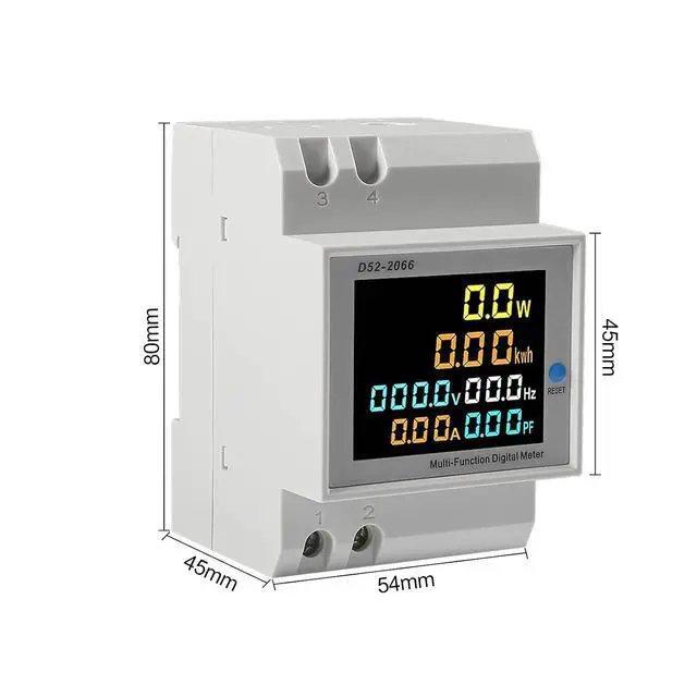 Alt view image 4 of 7 - AC 40-300V 100A Electricity Usage Monitor Multimeter,6 in 1 Multimeter Digital Power Energy Meter Single Phase Din Rail Voltmeter Ammeter Watt Frequency Power Factor Energy (Built-in CT)