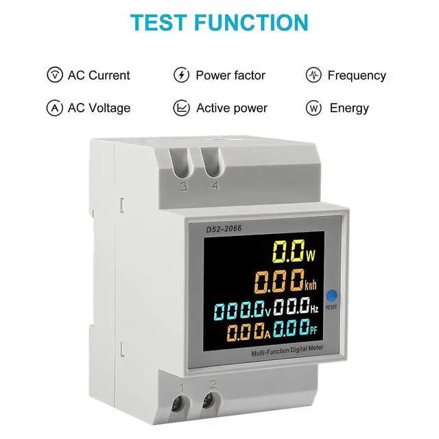 Alt view image 5 of 7 - AC 40-300V 100A Electricity Usage Monitor Multimeter,6 in 1 Multimeter Digital Power Energy Meter Single Phase Din Rail Voltmeter Ammeter Watt Frequency Power Factor Energy (Built-in CT)