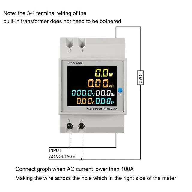 Alt view image 6 of 7 - AC 40-300V 100A Electricity Usage Monitor Multimeter,6 in 1 Multimeter Digital Power Energy Meter Single Phase Din Rail Voltmeter Ammeter Watt Frequency Power Factor Energy (Built-in CT)