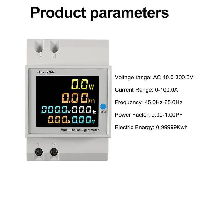 Alt view image 7 of 7 - AC 40-300V 100A Electricity Usage Monitor Multimeter,6 in 1 Multimeter Digital Power Energy Meter Single Phase Din Rail Voltmeter Ammeter Watt Frequency Power Factor Energy (Built-in CT)