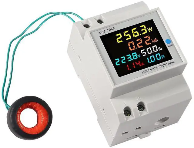 Main image of AC Power Meter Digital Voltmeter Ammeter AC 40-300V 100A Din Rail Frequency Factor Current Ampere Voltage Energy Display 6 in1 Single Phase Multifuction Electricity Usage Monitor (External CT)