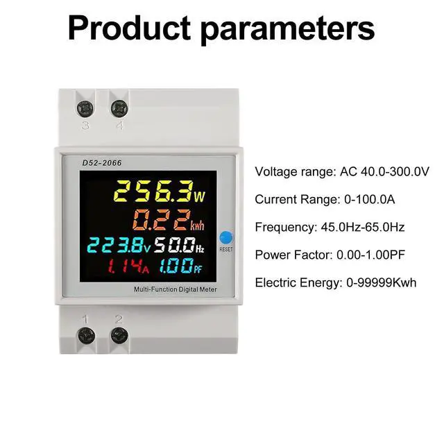 Alt view image 6 of 7 - AC Power Meter Digital Voltmeter Ammeter AC 40-300V 100A Din Rail Frequency Factor Current Ampere Voltage Energy Display 6 in1 Single Phase Multifuction Electricity Usage Monitor (External CT)