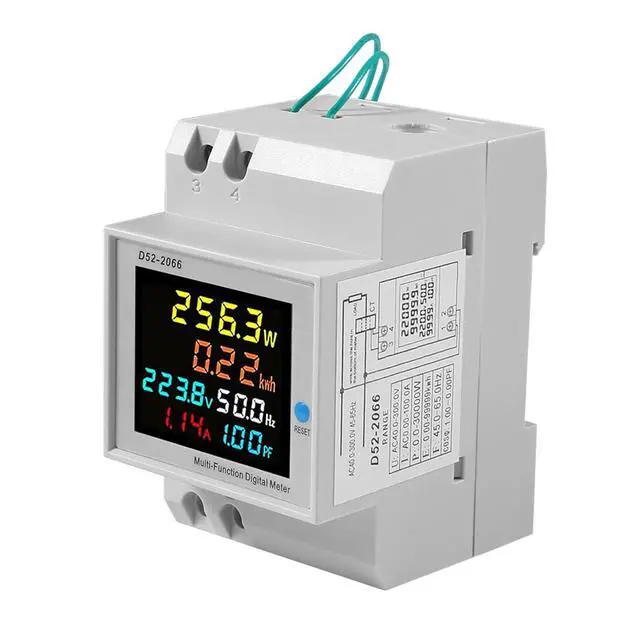 Alt view image 2 of 7 - AC Power Meter Digital Voltmeter Ammeter AC 40-300V 100A Din Rail Frequency Factor Current Ampere Voltage Energy Display 6 in1 Single Phase Multifuction Electricity Usage Monitor (External CT)