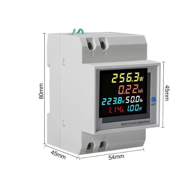 Alt view image 4 of 7 - AC Power Meter Digital Voltmeter Ammeter AC 40-300V 100A Din Rail Frequency Factor Current Ampere Voltage Energy Display 6 in1 Single Phase Multifuction Electricity Usage Monitor (External CT)