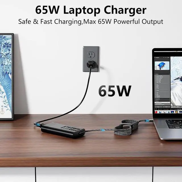 Alt view image 7 of 7 - 65W USB C Laptop Charger Fit for Laptop 16t-af000,16-ag0087nr,16t-af000,16z-ag000,16-af0087nr,x360,Dragonfly 13.5 inch G4,Laptop Power Supply Adapter