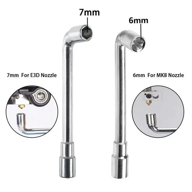 Alt view image 2 of 7 - 6mm 7mm L-Shaped Hexagonal Wrench Tool for Fixed Mk8 Ender 3 Brass Nozzle Included Copper Wire Toothbrush 3D Printer Accessories