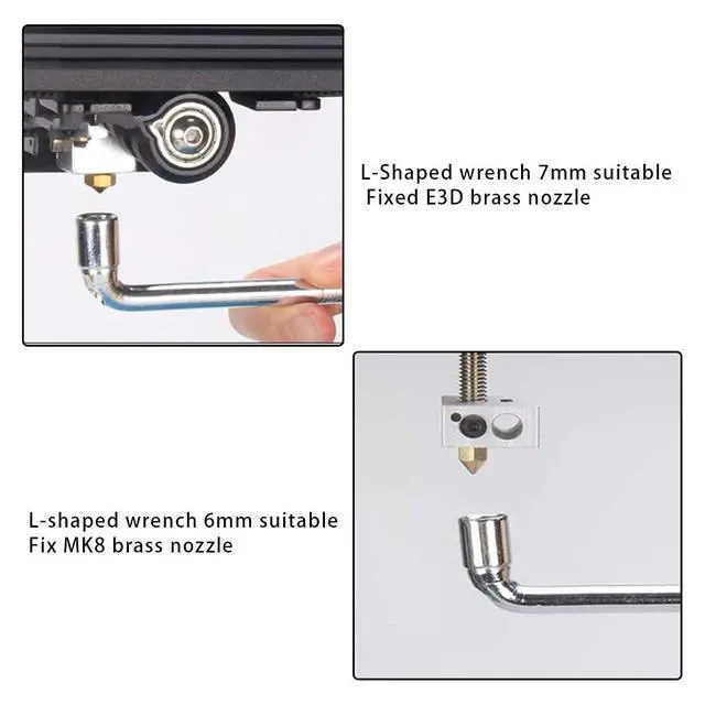 Alt view image 3 of 7 - 6mm 7mm L-Shaped Hexagonal Wrench Tool for Fixed Mk8 Ender 3 Brass Nozzle Included Copper Wire Toothbrush 3D Printer Accessories