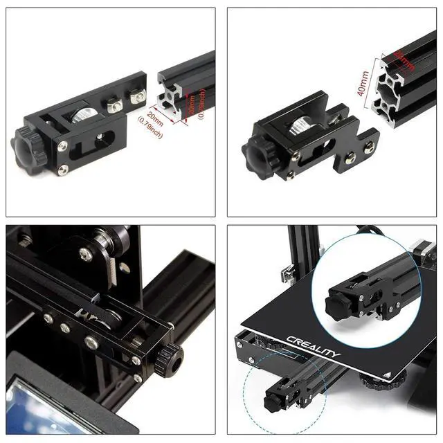 Alt view image 7 of 7 - 2pcs/Pack Upgrade 2020 Profile X-axis Synchronous Belt Tensioner & 2040 Profile Y-axis Belt Stretch Straighten Tensioner for Ender 3,CR-10 Series X Axis Tensioner Kit (X2020+Y2040,Black)