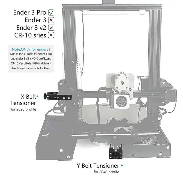 Alt view image 6 of 7 - 2pcs/Pack Upgrade 2020 Profile X-axis & 4040 Profile Y-axis Synchronous Belt Stretch Straighten Tensioner for Creality Ender3 Pro/Ender3 V2/CR-20 Pro (X2020+Y2040)
