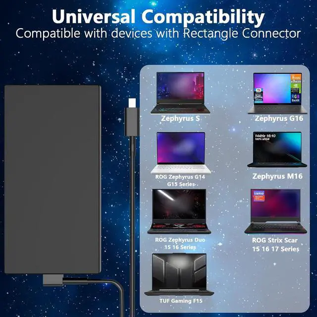 Alt view image 6 of 7 - 240W Rectangle Conn Charger Compatible with Gaming A18(2025) FA808UP Laptop Power Adapter