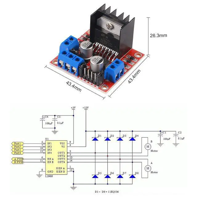 Alt view image 6 of 7 - 6PCS L298N Motor Driver Board Module DC Stepper Motor Controller Dual H-Bridge for Smart Car Robot Power
