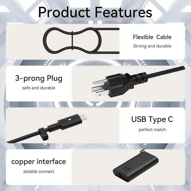 Alt view image 3 of 6 - 90W USB-C Charger Compatible with gram Pro 16Z90SP 16" 17Z90SP 17" A.ADB8U1 A.ADB9U1 G.AAB6U1 K.AAB6U1 K.ADB8U1 E.AAB6U1 E.ADB9U1 E.AAB6U1 G.AAB6U1 G.ADB9U