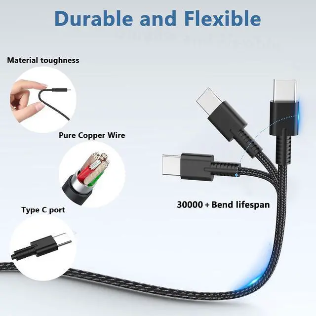 Alt view image 2 of 7 - 65W USB C Laptop Charger Fit for x360 2-in-1 Laptop 14t-es100,14t-fc000,14z-fa000,15-fe1097nr,16-ac0097nr,16-ad0097nr,16t-ac000,16z-ad000 Power Supply Adapter