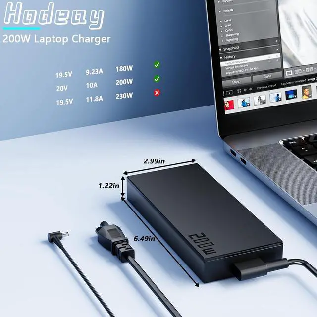 Alt view image 3 of 6 - 200W 180W Charger Compatible with G15 G14 GA502 GA401 F15 F17 A17 A15 FX506 FX505 FX706 FA706 FA506 G GL504GM G713IH G531 G731 GL531 Laptop,Also Fit 150W 120W
