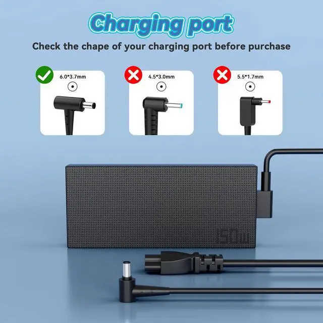 Alt view image 2 of 7 - 150W ADP-150CH B Charger Compatible with A15 A17 F15 F17 FA506 FA706 FX505 FX705 FX506 FX706 FX766 FX505DT FX505GT G15 G17 G531 G731 G531GD G531GT G731GT A18-150P1A