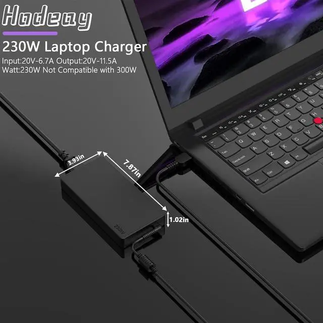 Alt view image 4 of 7 - 245W 230W Slim Tip AC Adapter Compatible with 5 15AHP10 83M0 5i 16IAX10 83NX 7 16IAX10 83K Pro 5 16ADR10 83LT Gaming Laptop 4060 4050 3050 Laptop