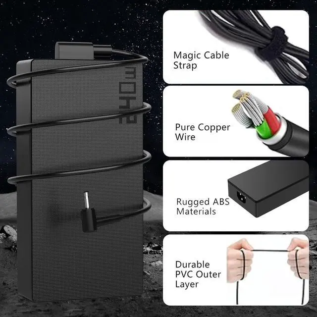 Alt view image 5 of 7 - 240W Laptop Charger Fits for Pro 16 OLED W7604 W7604J3D ADP-240EB B 20V 12A AC Power Adapter