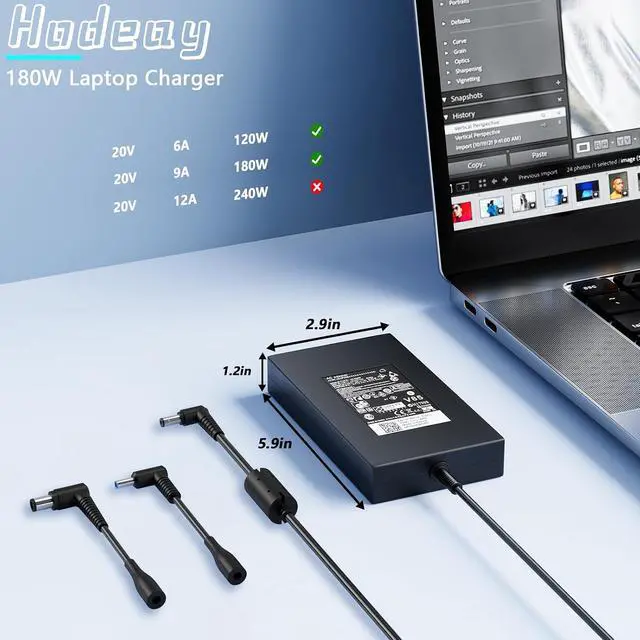 Alt view image 3 of 7 - 180W/150W Laptop AC Power Adapter Compatible with Gigabyte Aero X16 Gaming A16 A18 1TH 1VH 1WH 2WH EG61H 3TH 3VH 3WH CMH CTH CVH CWH GA63H GA6H 3TH 3VH 3WH GA83H