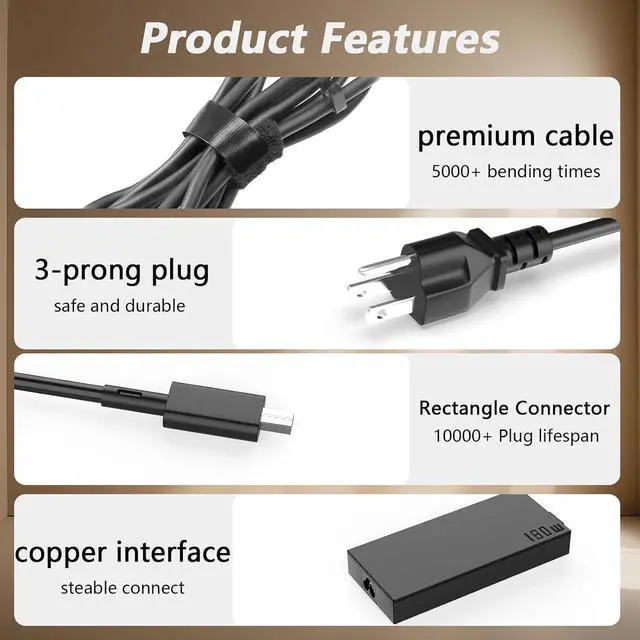 Alt view image 5 of 6 - 180W 150W 200W ADP-180TB K Laptop Charger for G14 A14 | For GA403UI GA403UV GA403UU G16 GA605 GU605 A14 A16 FA401UV FA401UU FA401WV V16 V3607 Power Supply Adapter