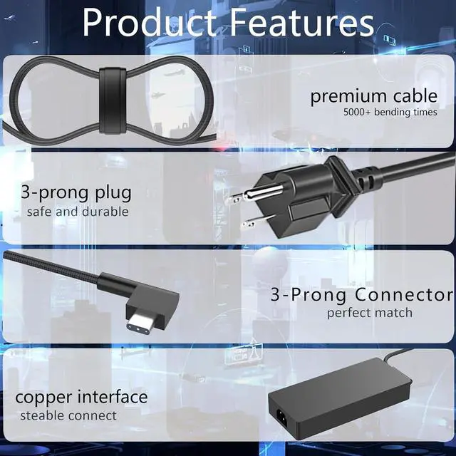 Alt view image 4 of 7 - 230W Blade 15 Charger Compatible with Blade 15 16 14 17 RC30-024801 RZ09-0248 RTX 5070 3060 RTX3070 Pro 17/4K RTX3080 RTX2070 RTX2080 GTX1060-1070 19.5V 11.8A Gaming Power Adapter