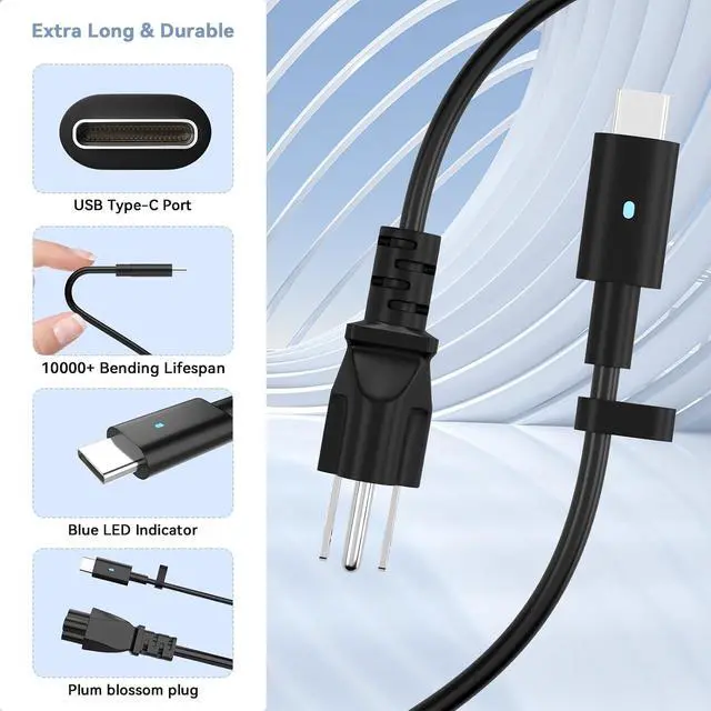Alt view image 3 of 7 - 130W 100W USB-C Slim AC Adapter Power Charger Compatible with 7520 7530 7640 7650 9330 9410 9420 9430 9440 9450 9510 9520