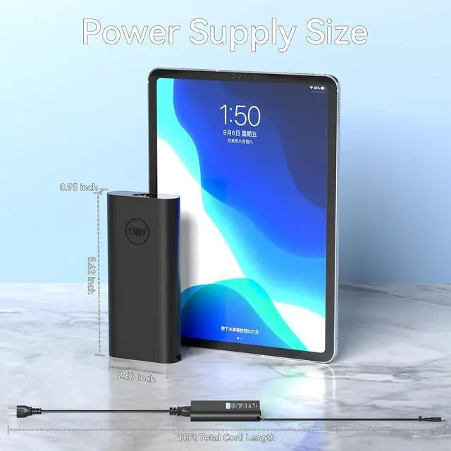 Alt view image 4 of 7 - 130W 100W USB-C Slim AC Adapter Power Charger Compatible with 7520 7530 7640 7650 9330 9410 9420 9430 9440 9450 9510 9520