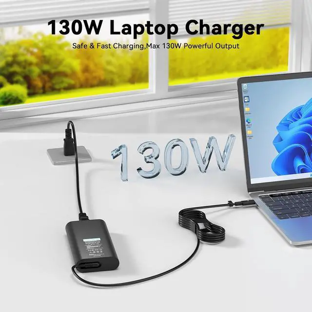Alt view image 7 of 7 - 130W 100W USB-C Slim AC Adapter Power Charger Compatible with 7520 7530 7640 7650 9330 9410 9420 9430 9440 9450 9510 9520