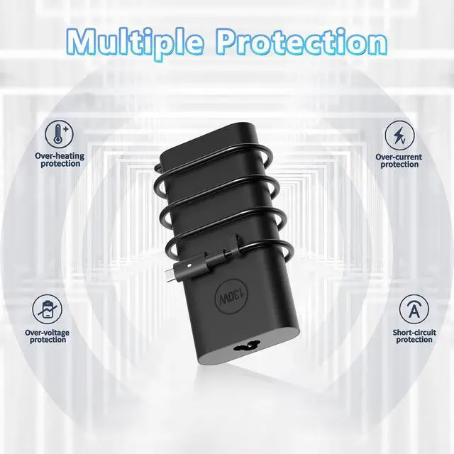 Alt view image 5 of 7 - 130W 100W USB-C Slim AC Adapter Power Charger Compatible with 7520 7530 7640 7650 9330 9410 9420 9430 9440 9450 9510 9520