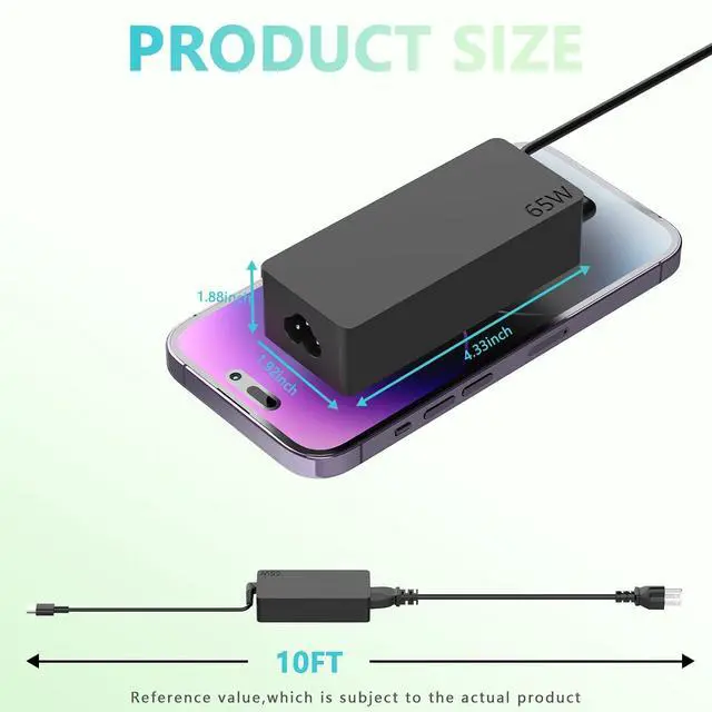 Alt view image 4 of 7 - 65W Type C Charger Compatible with 15 OLED Laptop-(UM3504)