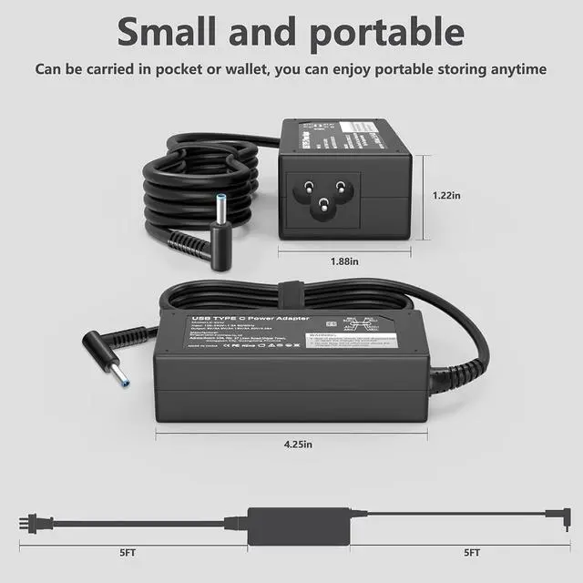 Alt view image 4 of 4 - 19.5V 2.31 AC Adapter Power Charger Compatible with 13-4002dx 13-4003dx 13-4005dx 13-4101dx 13-4103dx 13-4105dx 13-4116dx 13-4193dx 13-a012dx 13-a019wm