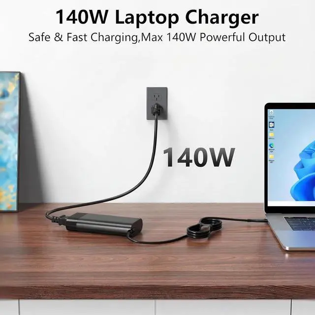 Alt view image 2 of 7 - 140W 100W USB C Charger Compatible with ZBook 8 G1i/G2i/G2a 14 16 | Compatible with Ultra G1a Transcend 14-fb0000 16-aa0000 14-fb0013dx 14-fb0097nr 14-fb1047nr n22270-001 n22282-001