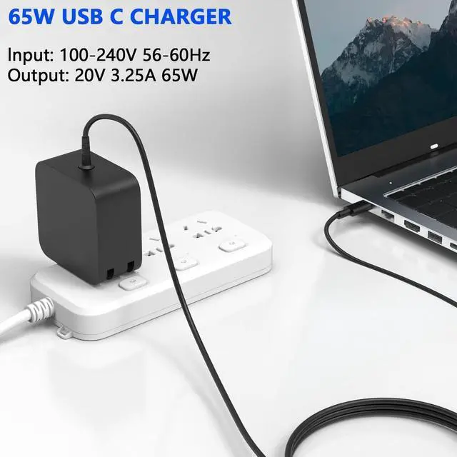 Alt view image 6 of 6 - 65W USB-C Charger Compatible with Q408 Q409 Q415 Q425 Q408U Q409Z Q415M Q425M Q408UG Q409ZA Q415MA Q425MA