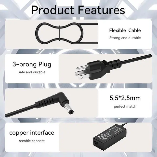 Alt view image 2 of 7 - 65W 30W 19V 1.58A AC Switching Adapter Compatible with 23ER Display 22EP 24F Monitor Power Supply Charger AD065G2Uz