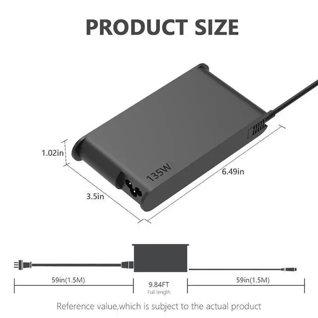 Alt view image 3 of 6 - 135W 90W Charger Compatible with USB Ultra Pro Dock Gen 1 2 40AS0090US 40A90090US 40A20090US 40A10090US ThinkVision P27 X24 Monitor Laptop