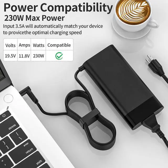 Alt view image 6 of 7 - New 230W M41303-001 M85389-001 M85389-003 Charger Compatible with 15 16 17 M35733-001 TPN-LA10 TPN-DA12 19.5V 11.8A Zbook Gaming Laptop Power Supply Adapter Blue tip Supports Fast Charging