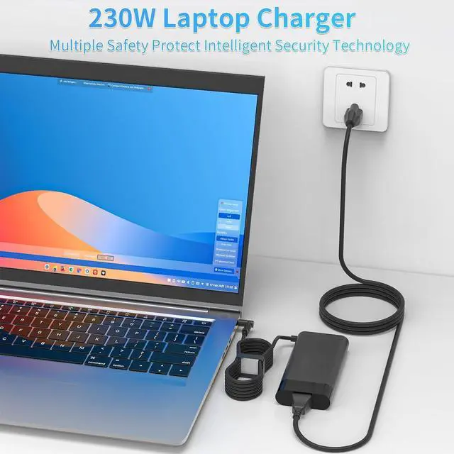 Alt view image 5 of 7 - New 230W Charger Compatible with 15 16 16 by Gaming Laptop ZBook Fury 16 G8 G9 G10 M41303-001 M85389-003 19.5V 11.8A Power Supply AC Adapter 4.5x3.0 mm Blue tip Supports Fast Charging
