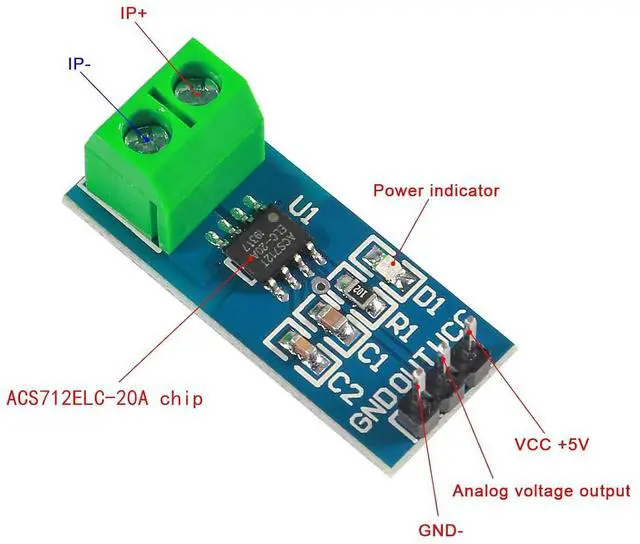 Alt view image 6 of 7 - 3PCS 20A Range Current Sensor ACS712 Module AC/DC for Arduino (20A)