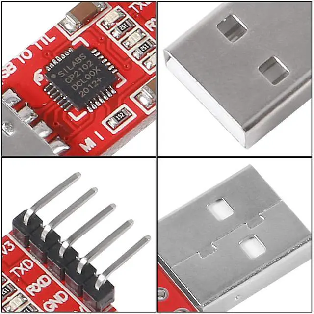 Alt view image 4 of 5 - 3Pcs CP2102 USB 2.0 to TTL 5Pin Serial Adapter USB to TTL Serial Converter Module for UART STC 3.3V and 5V with Dupont Wire (USB 2.0 to TTL CP2102)