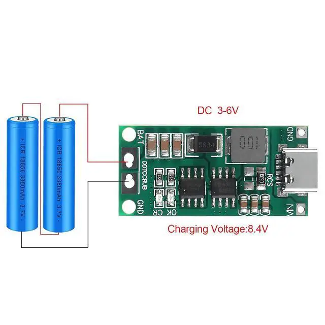 Alt view image 5 of 7 - 2PCS Multi-Cell 2S 3S 4S Type-C USB Boost Converter to 8.4V 12.6V 16.8V Step-Up Power Module LiPo Polymer Li-Ion Charger Protection Board (2S 2A)