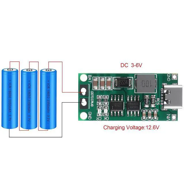 Alt view image 5 of 7 - 2PCS Multi-Cell 2S 3S 4S Type-C USB Boost Converter to 8.4V 12.6V 16.8V Step-Up Power Module LiPo Polymer Li-Ion Charger Protection Board (3S 4A)