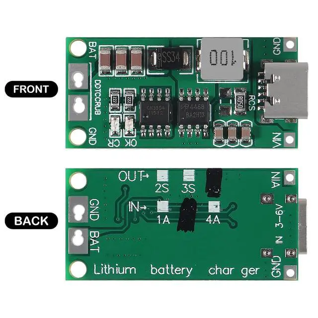 Alt view image 2 of 7 - 2PCS Multi-Cell 2S 3S 4S Type-C USB Boost Converter to 8.4V 12.6V 16.8V Step-Up Power Module LiPo Polymer Li-Ion Charger Protection Board (4S 2A)