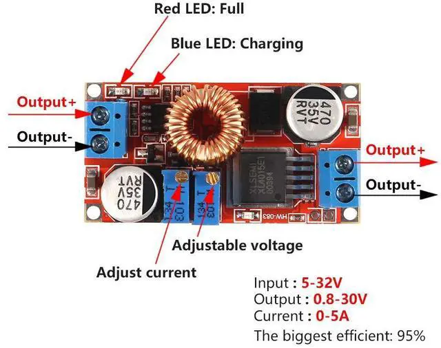 Alt view image 3 of 5 - 6PCS XL4015 E1 Lithium Battery Charger Module Board 5A DC to DC CC CV Step Down Charging Board Module Led Power Converter Charger Step Down Module Buck Converter Board