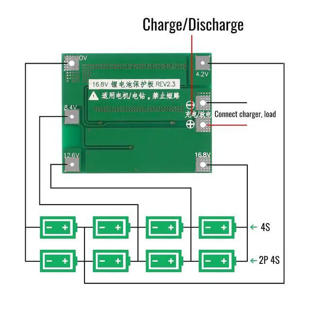 Alt view image 5 of 6 - 2Pack Enhanced 4S 40A 16.8V Li-ion Lithium Battery Protection Board PCB BMS Charger Protection Circuit Balance Charging Module for Drill Motor Motorcycle Battery (4S 40A)