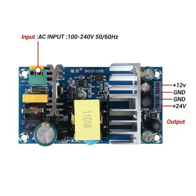 Alt view image 3 of 6 - 2PCS AC to DC Isolated Power Supply Module DC 24V 4A 12V 1A Dual Output Power AC 120V (100-260V) to 24V 12V 100W Max Industrial Power Module (Dual Output 24V 4A / 12V 1A)