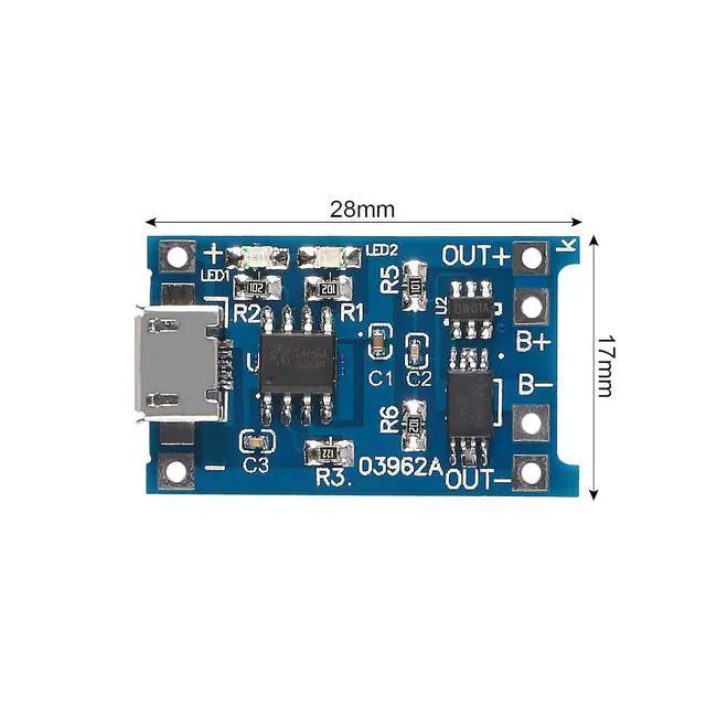 Alt view image 3 of 6 - 15Pcs 5V 1A TP4056 Charging Module Micro USB 18650 Lithium Battery Charger Board with Protection