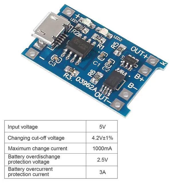 Alt view image 5 of 6 - 15Pcs 5V 1A TP4056 Charging Module Micro USB 18650 Lithium Battery Charger Board with Protection