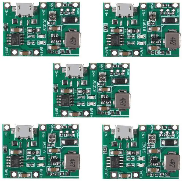 Main image of 5PCS 3.7V 4.2V Lithium Liion Battery Charger Board Adjustable DC-DC Step Up Module Boost Charge Discharge Integrated Module TP4056 DIY Kit Parts