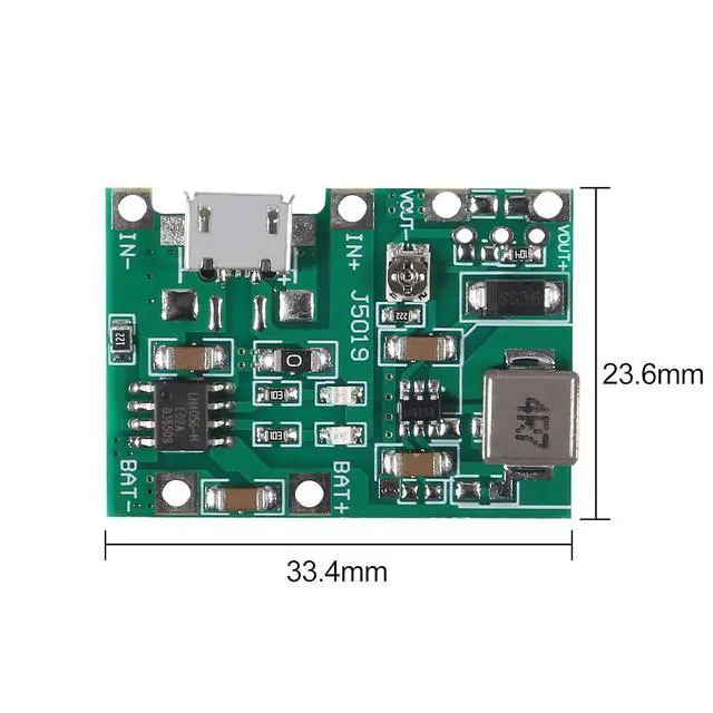 Alt view image 6 of 7 - 5PCS 3.7V 4.2V Lithium Liion Battery Charger Board Adjustable DC-DC Step Up Module Boost Charge Discharge Integrated Module TP4056 DIY Kit Parts